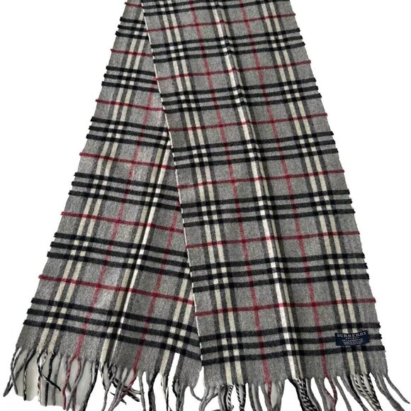 Burberry Classic Check Scarf Grey 100% Lambswool Unisex Scarf Made In England - Picture 1 of 6